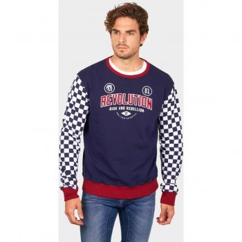 Sudadera de hombre Revolution en color azul marino con mangas estampadas