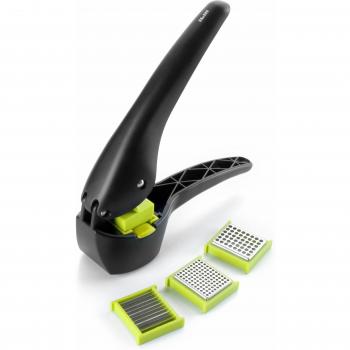 IBILI Herramienta de Cocina Laminador-Prensador de Ajos, Color Negro y Verde, Tamaño 18 cm, Modelo 200