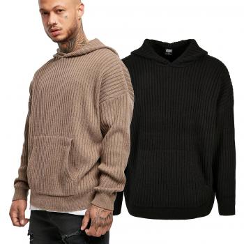 Loose-Fit Black Knitted Hoodie for Men