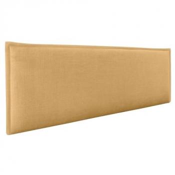 Cabecero Tapizado de Lino Natural Liso con Ribete Mostaza 135x50cm para Camas 120/135/140 - Moderno y Trendy