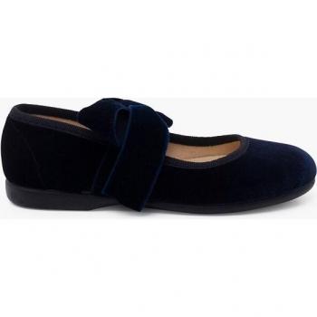 Merceditas de niña con lazada de terciopelo - Pisamonas