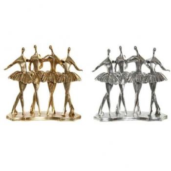 Figura Decorativa DKD Home Decor 33,5 x 14,5 x 32 cm Plateado Dorado Resina Bailarina Ballet