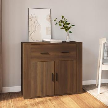 Aparador de Madera Contrachapada Marrón Roble 80x33x70 cm