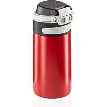 Botella Térmica Leifheit Flip 350 ml Acero Inoxidable Rojo con Tapa Hermética y Bloqueo contra Fugas