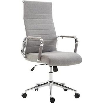 CLP Silla De Oficina Kolumbus Ergonómica Tapizada En Tela & Base con Ruedas I Silla De Escritorio Regulable En Altura, Color:Gris