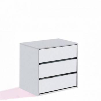 Cómoda Habitdesign con Tres Cajones en Blanco Mate, Medidas: 60x57x44 cm