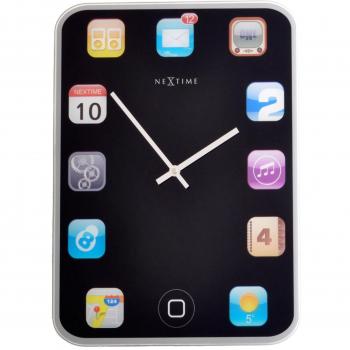 NeXtime Reloj de pared WALL PAD, silencioso, vidrio, diseño de iPad, colorido, rectangular, 40 x 30 cm