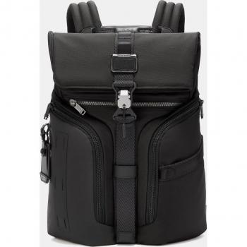 Tumi Alpha Bravo Logistics 15-Inch Black Laptop Backpack with Zipper and Flap Lid