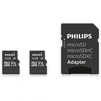 Philips Tarjeta MicroSD de 32 GB, Paquete de 2 Unidades