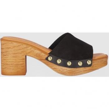 Sandalias de tacón de mujer abiertas de piel
