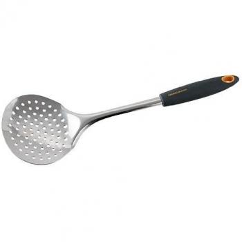 Fackelmann Espumadera Soft. Polipropileno y acero inox. Gris, naranja e inox. 34x11,5cm. 1ud.