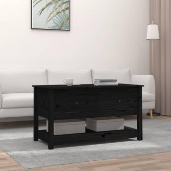 Mesa de centro vidaXL de madera maciza de pino negra 102x49x55 cm