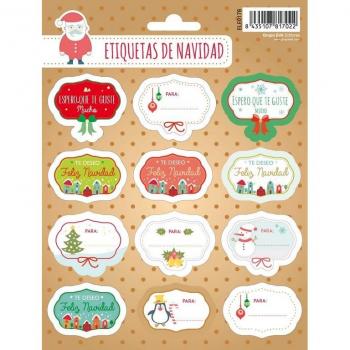 Etiquetas Navidad Mensajitos Autoadhesivo Brillo 16 Etiquetas Diferentes