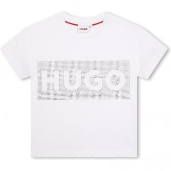 Camiseta de niña Hugo de algodón con tachas y manga corta G00082