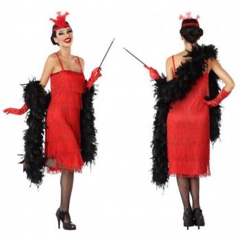 Disfraz de Charleston Rojo para mujer - Disfraz de carnaval, color rojo, talla M/L, 1 pieza