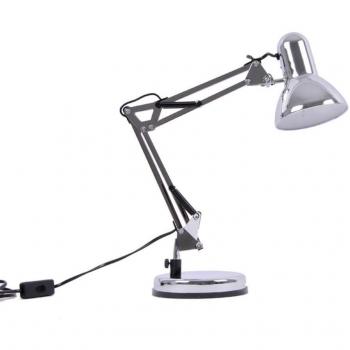 Lámpara de mesa regulable Henry, cromo, altura 50 cm, E27, con interruptor de cable