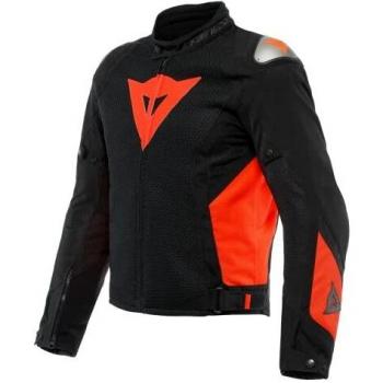 Dainese Energyca Air Tex Jacket, Chaqueta Moto Cordura, Hombre, Negro/Rojo Fluo, 56