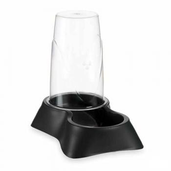 Comedero para Mascotas Dispensador Antracita Plástico 1.5L, dimensiones 16 x 25 x 24 cm