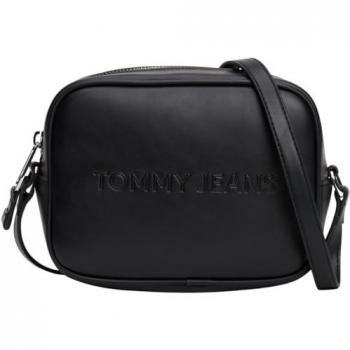 Tommy Jeans Black Compact Camera Bag with Embossed Logo, Cross Body Bags, Female, Size: ONE SIZE