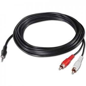 NanoCable 10.24.0305 - Cable audio estereo a 2 RCA, JACK 3.5/M-2xRCA/M, macho-macho, negro, 5mts