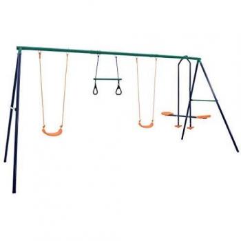 vidaXL Juego de columpios con aros de gimnasia y 4 asientos acero