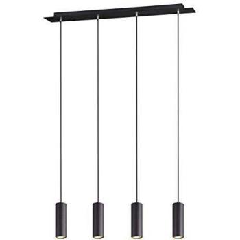 Lámpara Colgante Marley 4 Luces Cilindros Metal Negro Mate GU10