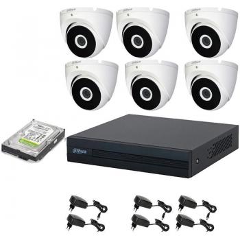 Kit de 6 cámaras Dahua 2 MP Domo DVR 8 canales HD con disco duro de 1TB