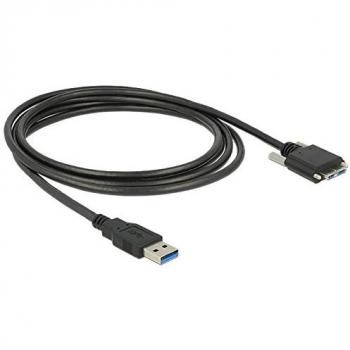 Cable USB 3.0 de 3 m, conector macho A a Micro-USB B, con tornillos, negro