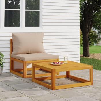 vidaXL 2-Piece Acacia Wood Garden Sofa Set with Cushions