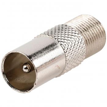 Adaptador Coaxial Macho a F Hembra para Antena TV, Color Plata