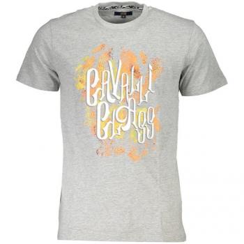 Cavalli Class Bold Logo Grey Cotton T-Shirt - Size XL