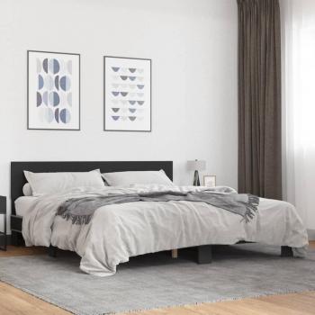 Cama negra de 180x200 cm en madera de ingeniería y metal multicapa Vidaxl