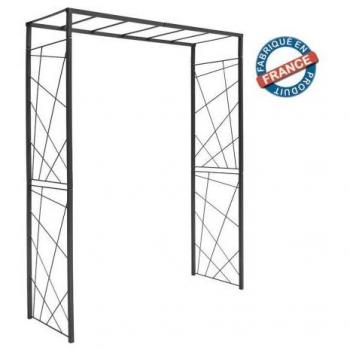 Pérgola tubular Mandala antracita 155x50x198 cm - Acero epoxi con soporte para postes