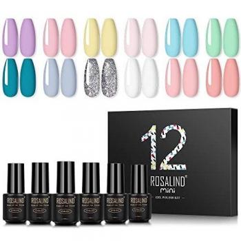 ROSALIND Esmaltes Semipermanentes de Uñas en Gel UV LED, 12pcs kit de Esmalte de Uñas Pintauñas 7ml