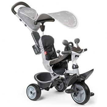 Smoby Triciclo Baby Driver Confort evolutivo Gris con Cuadro de Metal y Ruedas silenciosas