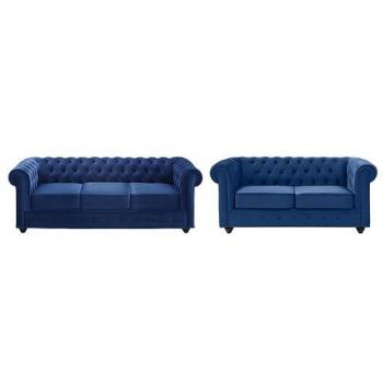 Sofá Chesterfield 3+2 plazas - Terciopelo azul real