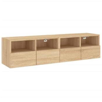 Mueble de TV de Pared 2 Piezas Roble Sonoma 60x30x30 cm Madera de Ingeniería Diseño Contemporáneo