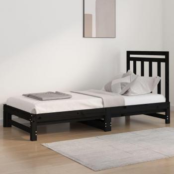 Sofá cama extraíble negro 2x(90x200) cm madera maciza de pino Vidaxl