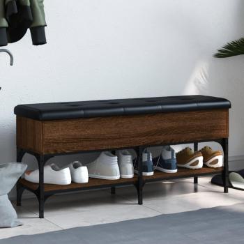 Banco zapatero de madera multicapa color roble marrón 102x35x45 cm