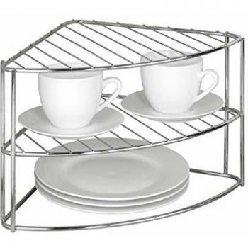 Wenko Organizador de Esquina 2 Repisas, Plata Brillante, 21x35x25 cm