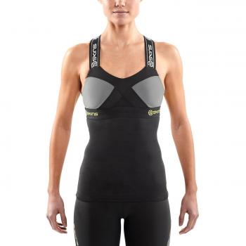 skin' S dnamic camiseta de tirantes de compresión para mujer, color Black/Limoncello, tamaño L