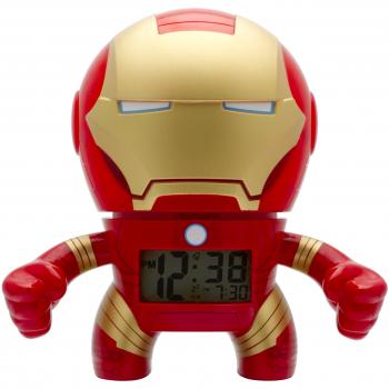 BulbBotz Despertador con luz Infantil figurita de Iron Man de Marvel | Rojo/Dorado plástico | 19 cm de Altura | Pantalla LCD | Chico Chica | Oficial