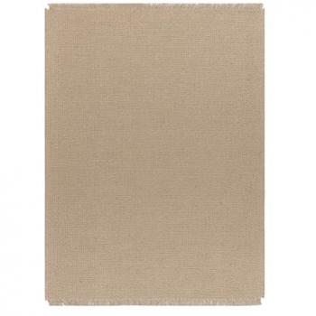 Alfombra de Yute 3731 Beige Oscuro con Flecos, Tejido Plano, 120x170 cm