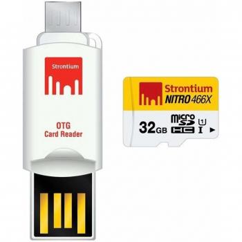 Strontium Nitro - Micro SD Tarjeta 32 GB con OTG Adaptador de Tarjeta, Blanco