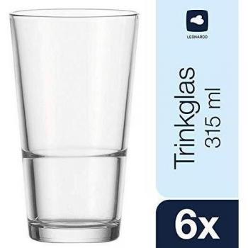 Leonardo Event 010899 - Vaso de Cristal, Apto para lavavajillas, Vaso de Cristal, Estilo clásico, Juego de Zumo, 315 ml, 1 Unidad
