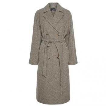 Pieces Marbel Women's Long Coat in Morel, XXL