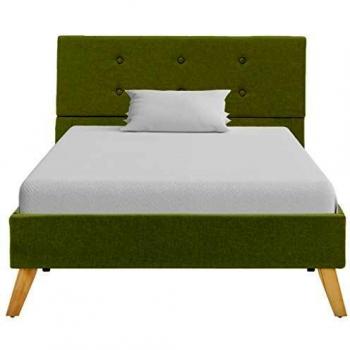 vidaXL Estructura Cama Tela Somier Mobiliario Decoración Hogar Casa Clásica Práctica Cómoda Moderna Robusta y Duradera Sin Colchón Verde 100x200cm