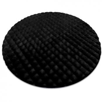 Alfombra Bubble Estructural 3D Imitación Piel de Conejo Negra Circular 120 cm
