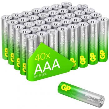 Pilas Alcalinas AAA GP Super 1,5 V - Paquete de 40 Unidades