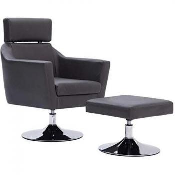 vidaXL Sillón de TV Cuero Sintético Gris Silla Asiento Banco Taburete Sofá Mueble Mobiliario Televisor Televisión Salón Comedor Hogar